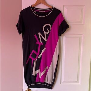 Black and Pink Graphic T-Shirt Dress